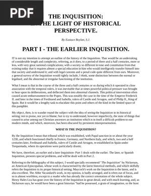 The inquisition: In the light of historical perspective (Inglés)