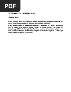 The mayor of Casterbridge (Inglés)