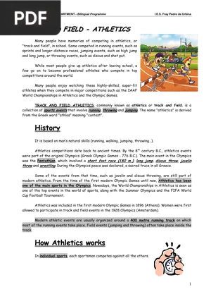 Track and field - athletics (Inglés) (Artículo)