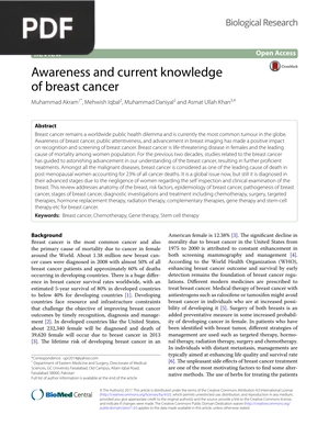 Awareness and current knowledge of breast cancer (Inglés)