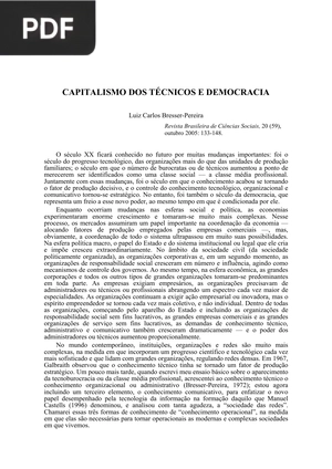 Capitalismo dos técnicos e democracia (Portugués)