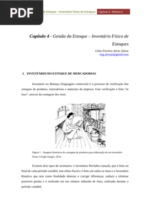 Capítulo 4 - Gestão do Estoque – Inventário Físico de Estoques (Portugués) (Artículo)