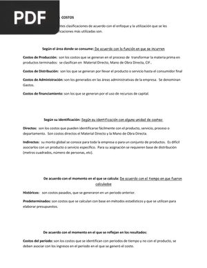 Clasificación de los costos