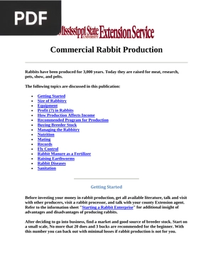 Commercial Rabbit Production (Inglés)