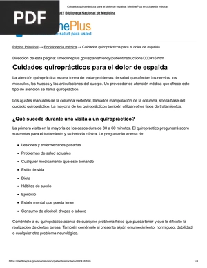 Cuidados quiroprácticos para el dolor de espalda (Articulo)