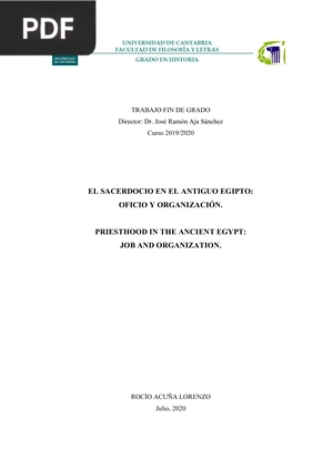 El sacerdocio en el antiguo Egipto: Oficio y organización.