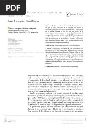 Enfoque de la hermenéutica a través de sus elementos conceptuales (Articulo)