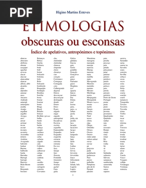 Etimologías obscuras ou esconsas (Portugués)