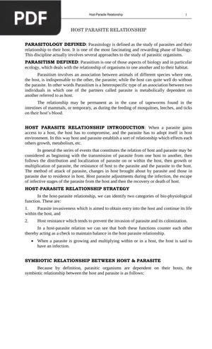 Host parasite relationship (Inglés)