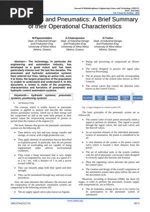 Hydraulics and Pneumatics: A Brief Summary of their Operational Characteristics (Inglés) (Artículo)