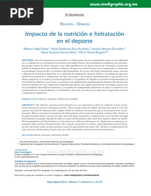 Impacto de la nutrición e hidratación en el deporte (Articulo)