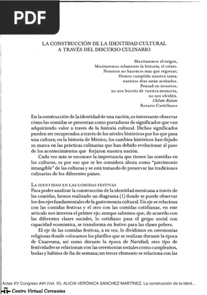 La contrucción de la Identidad Cultural a través del discurso culinario (Artículo)