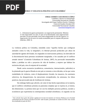 Memoria y violencia política en Colombia (artículo)