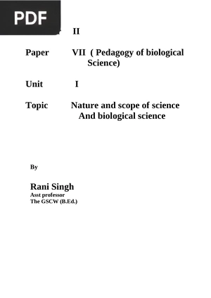 Nature and scope of science And biological science (Inglés)