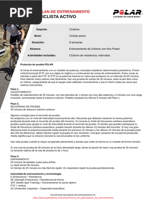 Plan de entrenamiento ciclista activo (Articulo)