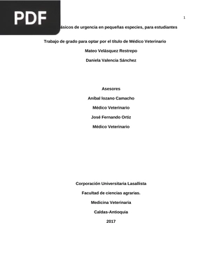 Principios básicos de urgencia en pequeñas especies, para estudiantes