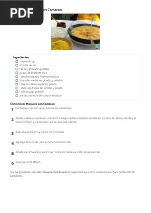 Receta de Moqueca con Camarao