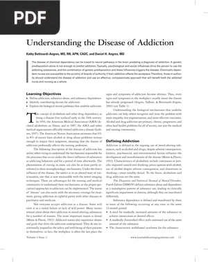 Understanding the Disease of Addiction (Inglés) (Artículo)