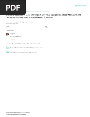 Utilizing Telematics Data to Support Effective Equipment Fleet-Management Decisions: Utilization Rate and Hazard Functions (Inglés)