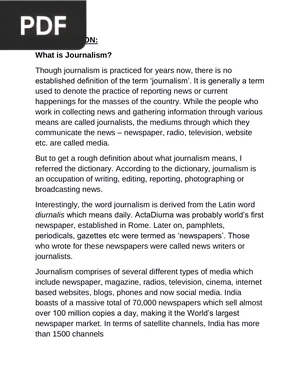 What is journalism? (Inglés) (Artículo)