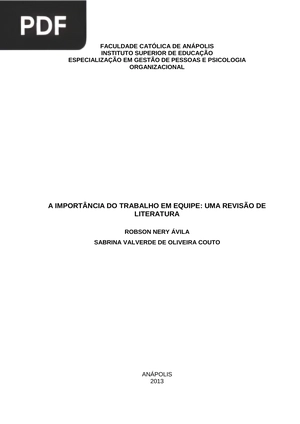 A importância do trabalho em equipe: uma revisão de literatura (Portugués)