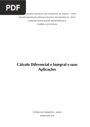 Cálculo Diferencial e Integral e suas Aplicações (Portugués)