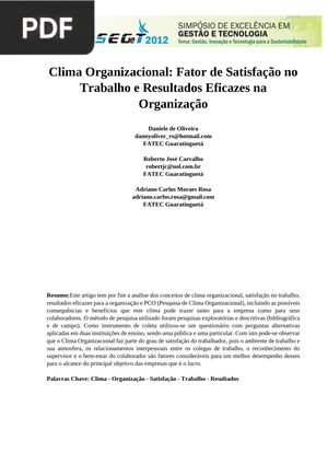 Clima Organizacional (Portugués)