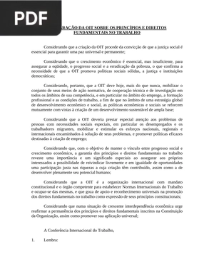 Declaração da OIT sobre os princípios e direitos fundamentais no trabalho (Artículo)