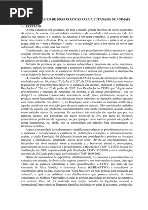 Guia brasileiro de boas práticas para a eutanásia de animais (Portugués)