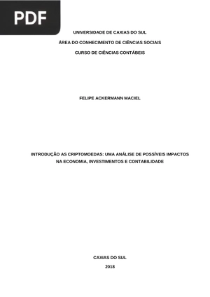 Introdução as criptomoedas: Uma análise de possíveis impactos na economia, investimentos e contabilidade (Portugués)