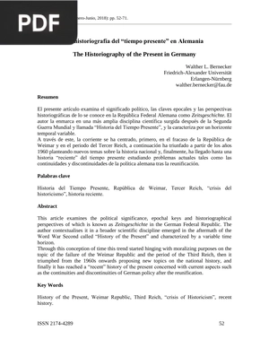 La historiografía del “tiempo presente” en Alemania