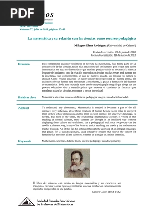 La matemática y su relación con las ciencias como recurso pedagógico