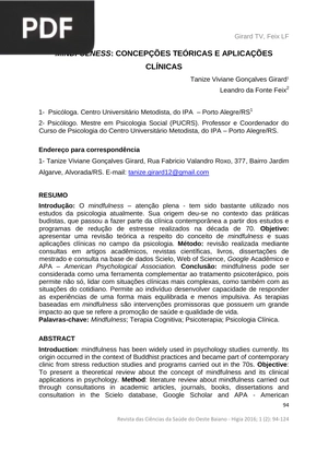 Mindfulness: concepções teóricas e aplicações clínicas (Portugués)
