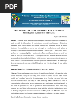 O que significa ser tutor e tutoria na atual sociedade da informação a distância (Portugués)