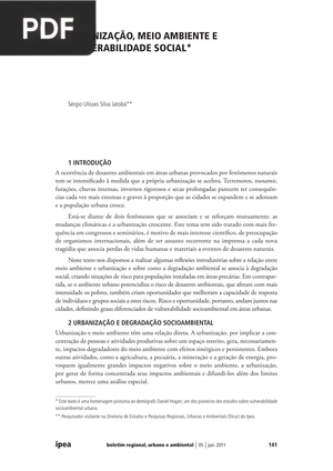 Urbanização, medio ambiente e vulnerabilidade social (Portugués) (Artículo)