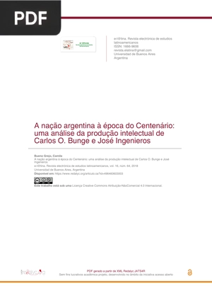 A nação argentina à época do Centenário: uma análise da produção intelectual de Carlos O. Bunge e José Ingenieros (Portugués)