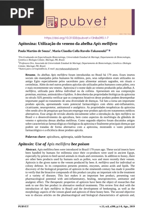 Apitoxina: Utilização do veneno da abelha Apis mellifera (Portugués) (Artículo)