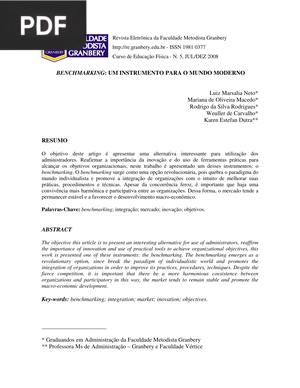 Benchmarking: Um instrumento para o mundo moderno (Portugués)