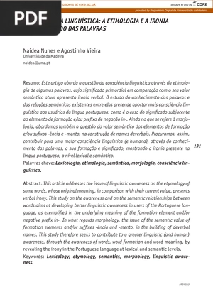 Con(s)ciência linguística: a etimologia e a ironia do significado das palavras (Portugués)