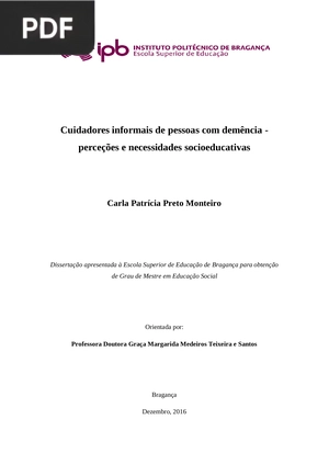 Cuidadores informais de pessoas com demência - perceções e necessidades socioeducativas (Portugués)