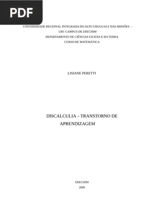 Discalculia - Transtorno de aprendizagem (Portugués)