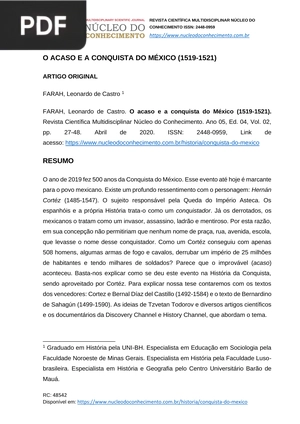 O acasi e a conquista do México (1519-1521) (Portugués)