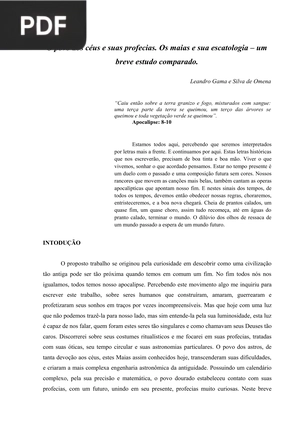 O povo dos céus e suas profecias. Os maias e sua escatologia – um breve estudo comparado. (Portugués)