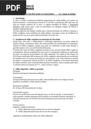 Sífilis e infecção pelo HIV na gravidez (Portugués)