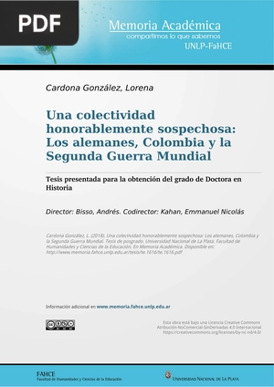 Una colectividad honorablemente sospechosa: Los alemanes, Colombia y la Segunda Guerra Mundial