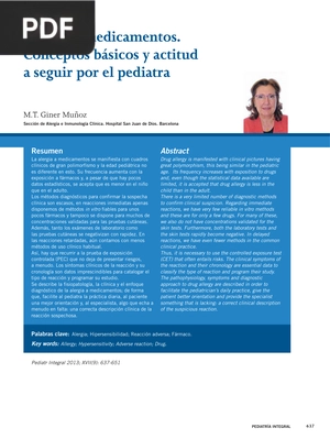 Alergia a medicamentos. Conceptos básicos y actitud a seguir por el pediatra