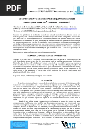 Comportamento e bem-estar de equinos de esporte (Portugués) (Artículo)