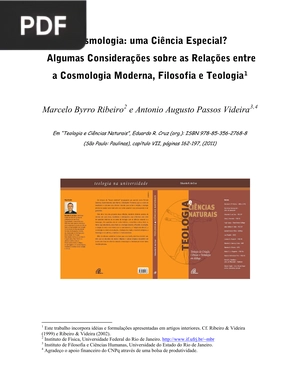 Cosmologia: uma Ciência Especial Algumas Considerações sobre as Relações entre a Cosmologia Moderna, Filosofia e Teologia (Portugués)