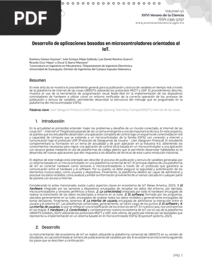 Desarrollo de aplicaciones basadas en microcontroladores orientadas al IoT (Articulo)