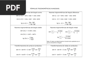 Fórmulas trigonométricas avanzadas (Artículo)